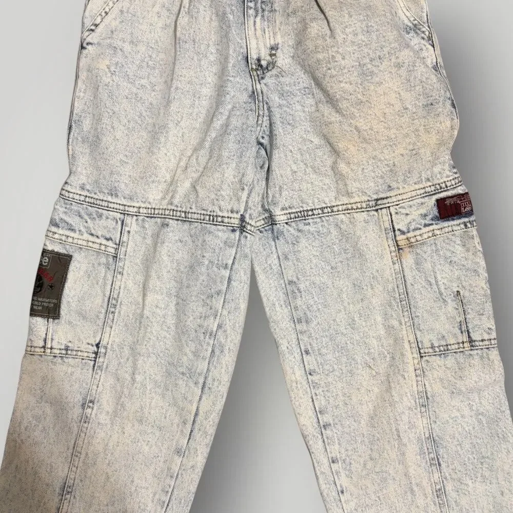 Vintage Lee Air Gear Jeans 30x34 Acid Wash Cargo Pleated 80s NWT Deadstock Rare